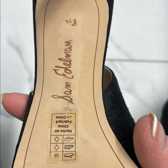 Sam Edelman Black satin fabric Heels Elegant Slingback - Picture 2 of 7